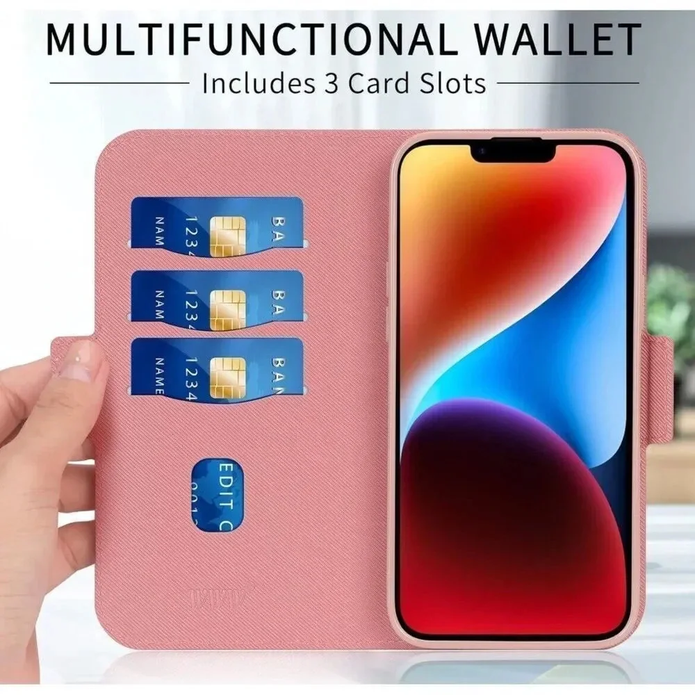 Wallet Case for iPhone 14‎ Plus MagSafe Charger PU Faux Leather Folio Card Slots